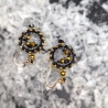 Handgemachte Ohrringe aus Glasperlen ,Schwarz,