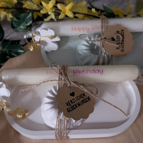 Geburtstagsgeschenk-Set mit Gugelhupf- Kerzenständer