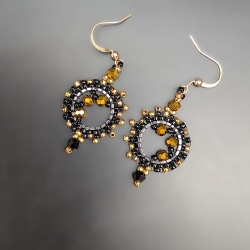 Handgemachte Ohrringe aus Glasperlen ,Schwarz,