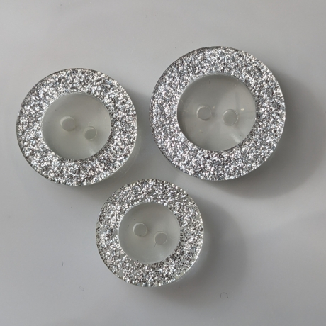 Knöpfe - Klar / Silber - Kunststoff - 3 Größen zur Wahl 