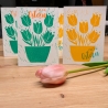 Osterkarte Linoldruck - Blumentopf indischgelb