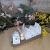 Lichthäuser mit Trockenblumen auf Holz