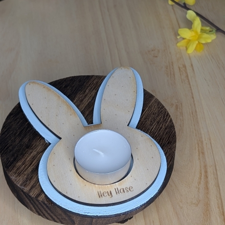 Teelichthalter Hasen aus Holz