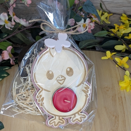 Teelichthalter Osterküken aus Holz