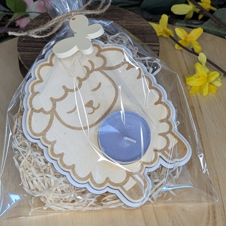 Teelichthalter Schäfchen aus Holz