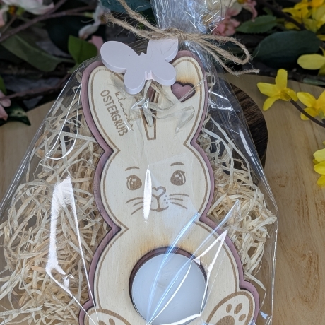 Teelichthalter Osterhäschen aus Holz