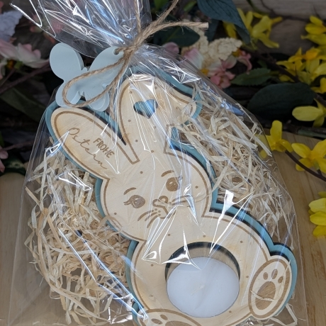 Teelichthalter Osterhäschen aus Holz