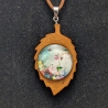 Holzanhänger Blattform mit floralen Motiv