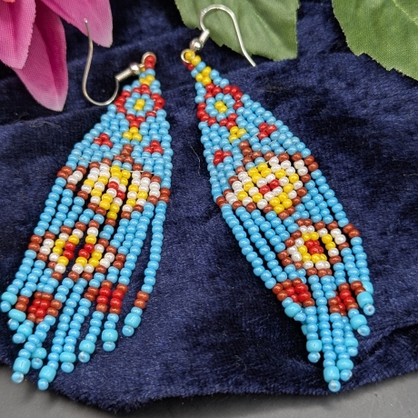 Fransenohrringe, florale boho Ohrringe, Handgemacht