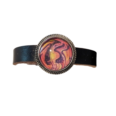 Lederarmband Motiv Abstrakt rot