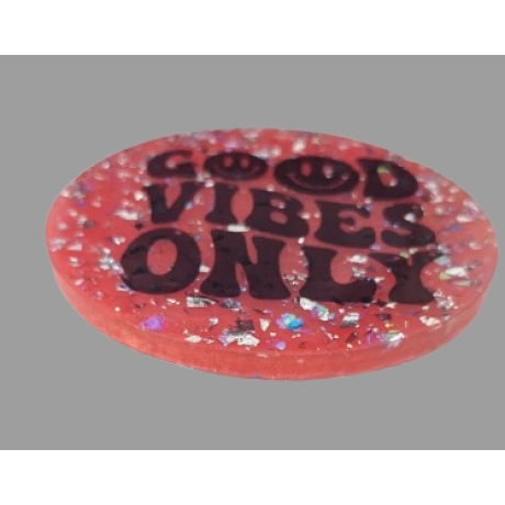 Spruch-Bild Rund Good Vibes only