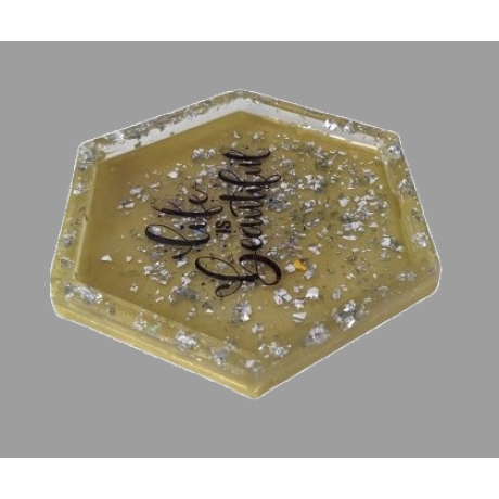 Spruch-Bild Hexagon gelb