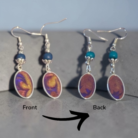 Ohrringe mit Perle und Resinanhänger