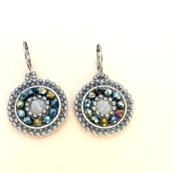 Boho Hängeohrringe aus Glasperlen in Silber/Blau, handmade