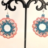 Boho Hängeohrringe aus Glasperlen in Rosa/Blau, handmade