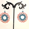 Boho Hängeohrringe aus Glasperlen in Rosa/Blau, handmade
