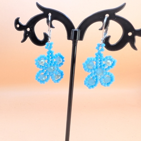 Valentinstag Geschenk, Handgefertigte Ohrringe in Blau Boho 