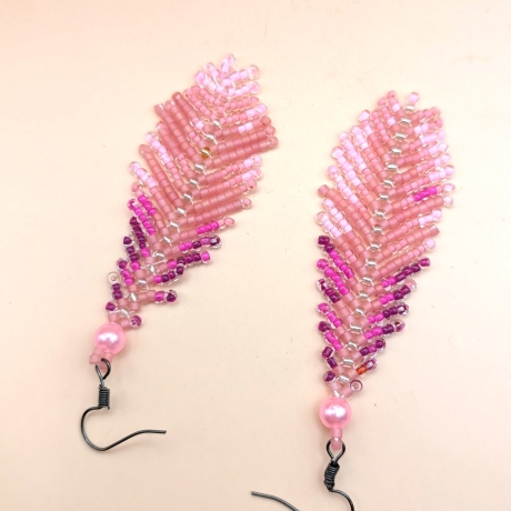 Ombre- Statement Perlenohrringe mit Fransen – Handgemacht, 7 cm