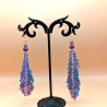 Handgemachte Perlenohrringe in Violet – Boho Feder Ohrringe 