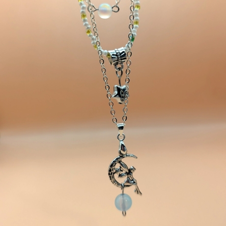 Boho-Halskette, mehrreihige Halskette aus Glasperlen