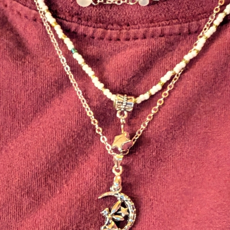 Boho-Halskette, mehrreihige Halskette aus Glasperlen