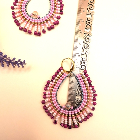 Boho Ohrringe hängend aus Glasperlen, Fransenohrringe