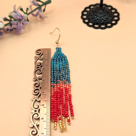 Ombre-Fransenohrringe, Boho Ohrehänger