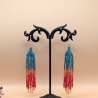Handgemachte Perlen Fransenohrringe Teal, Candy red 7 cm
