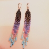 Ombre- Statement Perlenohrringe mit Fransen – Handgemacht, 8 cm