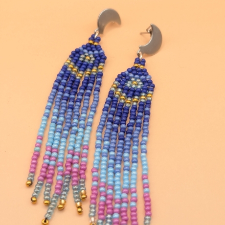 Ombre-Fransenohrringe, Boho Ohrehänger