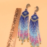 Boho-Franen-Ombre Ohrringe lang Royalblau , handmade