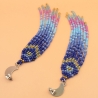Boho-Franen-Ombre Ohrringe lang Royalblau , handmade