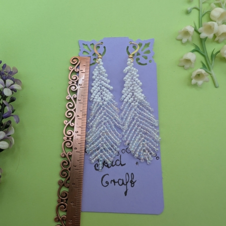 Handgemachte Perlen Fransenohrringe Weiß, Rainbow 7 cm