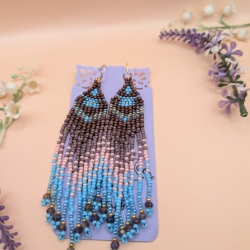 Boho Fransen-Ohrringe Ombré: „Desert Sky“10 cm