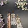 Boho Fransenohrringe Weiß-Gold  Handgemacht ,Statement 
