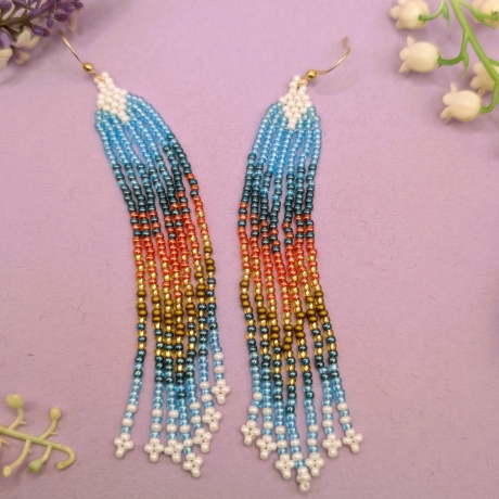 Ombre Fransen Ohrringe – handgemach, 10,5 cm