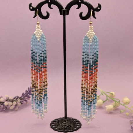 Ombre Fransen Ohrringe – handgemach, 10,5 cm