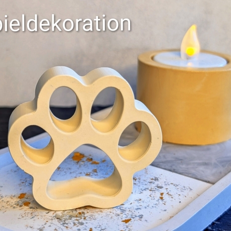 Pfote oder Herz mit Pfote aus Gießmasse