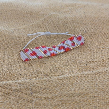 personalisiertes Armband Leo-Muster | Perlenarmband Wunschfarben