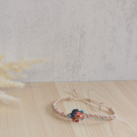 Schildkrötenarmband Makramee in Wunschfarben