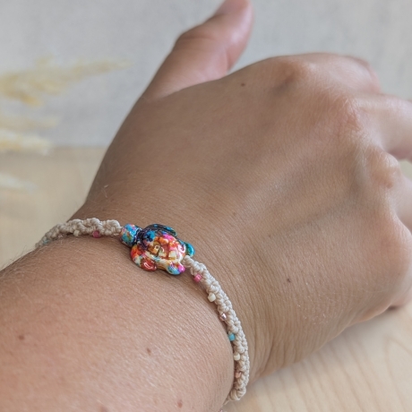 Schildkrötenarmband Makramee in Wunschfarben