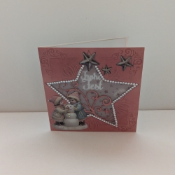 Weihnachtskarte in altrosa mit Sten und kleinen Kindern