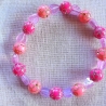 Perlenarmband♥Rosa & Pink♥mit lila Herzchen-Motivperlen♥