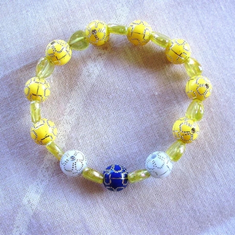 Perlenarmband♥Sonnengelb-Weiss-Blau♥so schön von Hobbyhaus