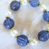 Perlenarmband♥in blau-weiss-gold♥handgemacht♥von Hobbyhaus