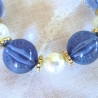 Perlenarmband♥in blau-weiss-gold♥handgemacht♥von Hobbyhaus