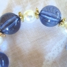 Perlenarmband♥in blau-weiss-gold♥handgemacht♥von Hobbyhaus