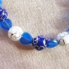 Perlenarmband♥blau-weiß♥mit Herz-Motivperlen♥von Hobbyhaus