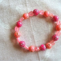 Perlenarmband♥pink-rosa mit rosa Herzchen♥von Hobbyhaus