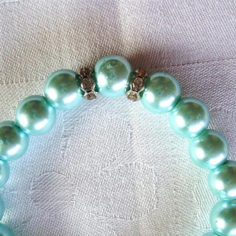 Perlenarmband♥mintgrün♥mit Strassrondellen♥von Hobbyhaus